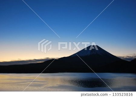 Mount Fuji before dawn seen from Lake Motosu 133523816