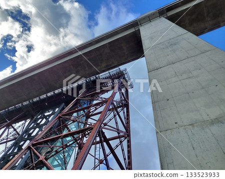 Looking up at the Amarube Bridge @ in front of the pier (side view) 133523933