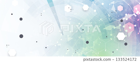 Abstract medical or science hexagons background, DNA strands, connected neural web Abstract medical or science hexagons background, DNA strands, connected neural web 133524172