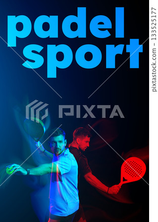 Exciting padel sport action captured with vibrant colors and dynamic motion 133525177