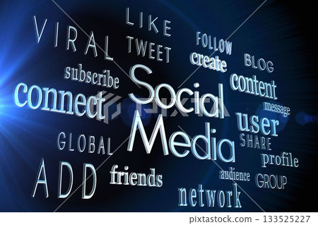 Social media words on black background Social media words on black background 133525227