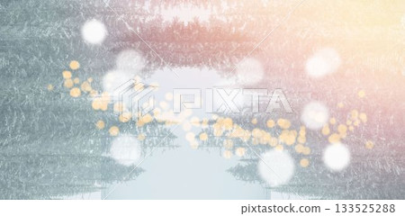 Snow covered landscape with bokeh in foreground Snow covered landscape with bokeh in foreground 133525288