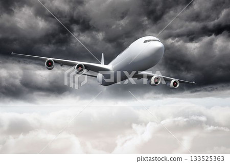 3D plane flying in the sky 133525363