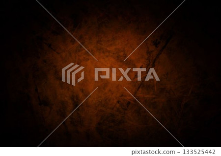 Showing flat design grunge texture with dark orange scratches radial gradient and black vignetting 133525442