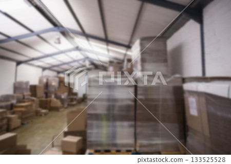 Boxes and wooden planks in warehouse Boxes and wooden planks in warehouse 133525528