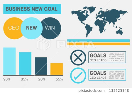 Computer graphic image of business presentation with charts and text Computer graphic image of business presentation with charts and text 133525548