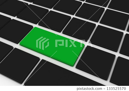 Black keyboard with green key 133525570