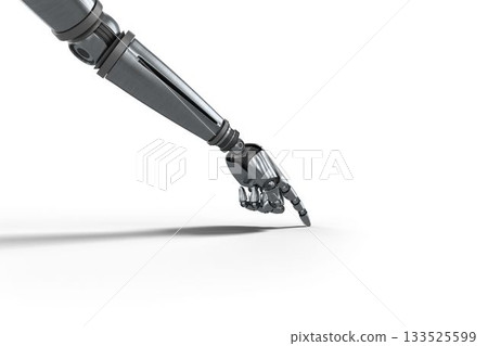 Gray metal robotic arm pointing Gray metal robotic arm pointing 133525599