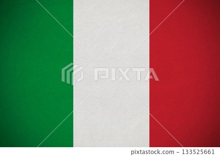 Italian tricolor flag graphic is being shown in flat design, featuring subtle fabric texture 133525661