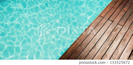 Brown pier by swimming pool Brown pier by swimming pool 133525672