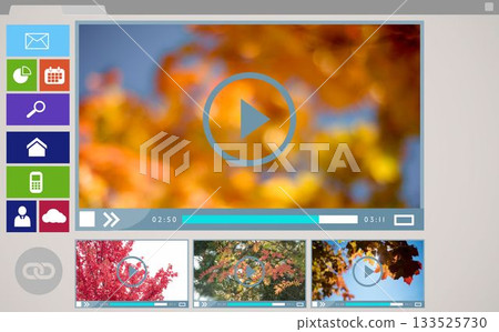 Digitally composite image of various video and computer icons 133525730