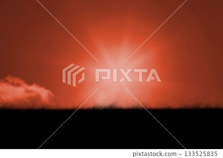 Sky with lens flare over field Sky with lens flare over field 133525835