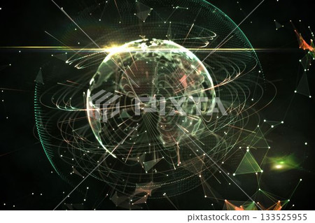 Global technology background in green 133525955