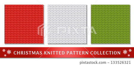 Christmas Knitted Pattern Collection. Realistic accurate knitted fabric texture. Perfect for textiles, backgrounds, and creative designs. Best for Christmas and New Year projects. Vector illustration Christmas Knitted Pattern Collection. Realistic accurate knitted fabric texture. Perfect for textiles, backgrounds, and creative designs. Best for Christmas and New Year projects. Vector illustration 133526321