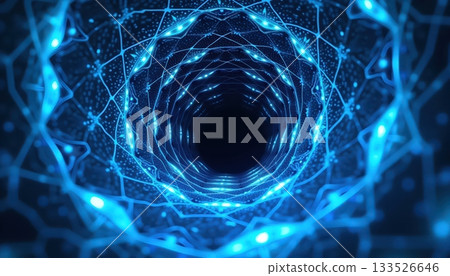 Digital Metallic Swirl Forming a Luminous Abstract Composition 133526646