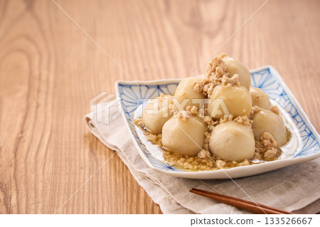 Taro with minced chicken and bean paste Taro with minced chicken and bean paste 133526667