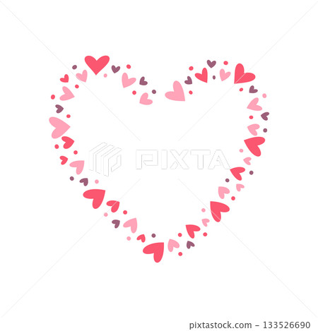 Romantic Heart Frame Made of Pink and Red Hearts for Valentine s Day and Wedding Design 133526690