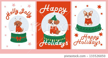 Cute Dogs in Snow Globes Holiday Cards Collection Cute Dogs in Snow Globes Holiday Cards Collection 133526850