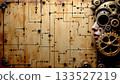 An artistic representation combining human features with mechanical elements 133527219