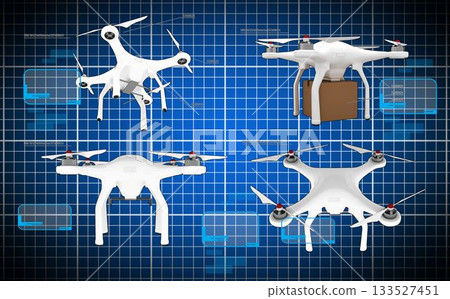 Digitally composite image of quadcopter Digitally composite image of quadcopter 133527451