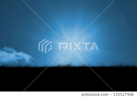 Digitally generated Blue sky over grass 133527486