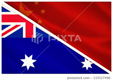 Close-up of Chinese and Australian flags Close-up of Chinese and Australian flags 133527490
