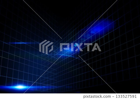 Glowing blue grid on black background Glowing blue grid on black background 133527591