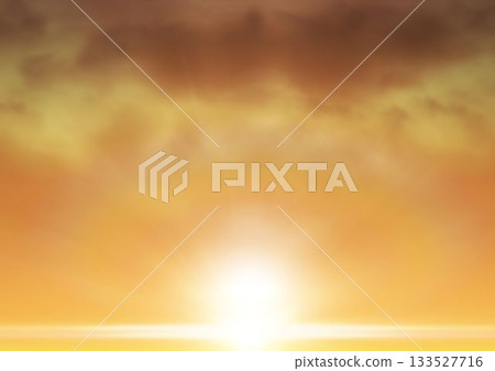 Beautiful view of sunset in orange sky Beautiful view of sunset in orange sky 133527716