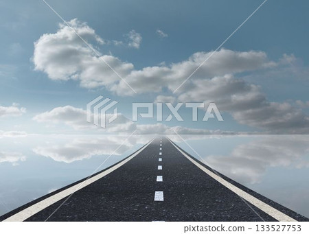 Peaceful water and sky and road Peaceful water and sky and road 133527753