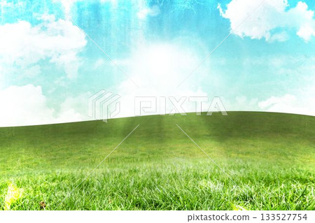 Blue sky over green field Blue sky over green field 133527754