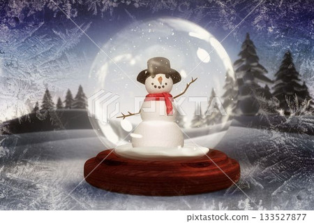 Digitally generated Snowman in a snow globe Digitally generated Snowman in a snow globe 133527877