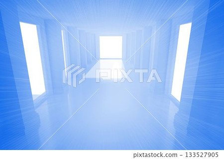 Bright blue room with windows 133527905