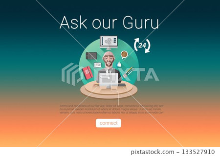 Graphic image of adviser with text and icons 133527910