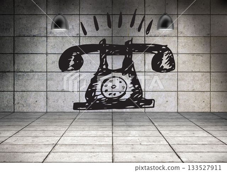 Digitally generated telephone in grey room Digitally generated telephone in grey room 133527911