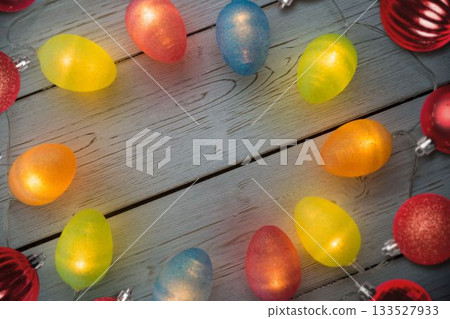 Christmas lights on table Christmas lights on table 133527933