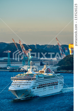 Passenger ship arriving at Nagasaki Port (Dream) from Megami Bridge [Nagasaki City] 133528123