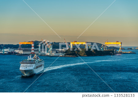 Passenger ship arriving at Nagasaki Port (Dream) from Megami Bridge [Nagasaki City] 133528133
