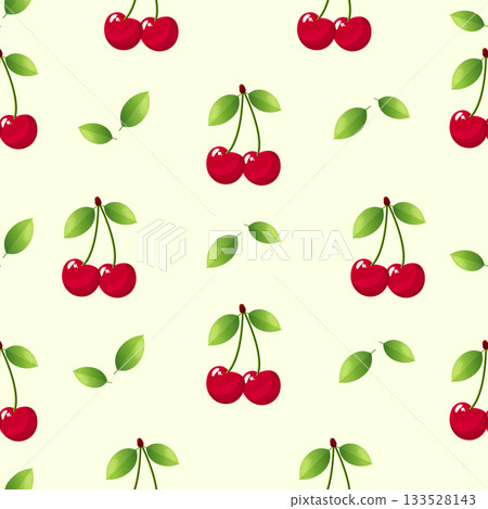 Seamless Cherry Fruit Pattern Summer Food Design Background. Seamless Cherry Fruit Pattern Summer Food Design Background. 133528143