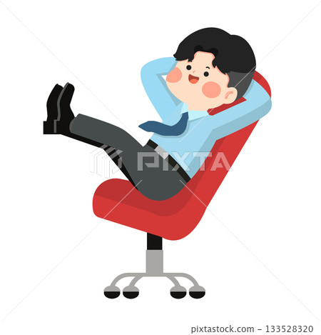 Illustration of Man Relaxing in Office Chair 133528320