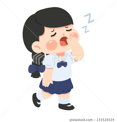 Illustration of Tired Girl Yawning Illustration of Tired Girl Yawning 133528324
