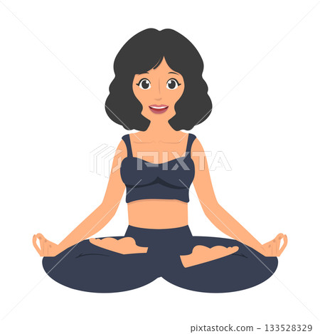 Illustration of Woman in Lotus Position 133528329
