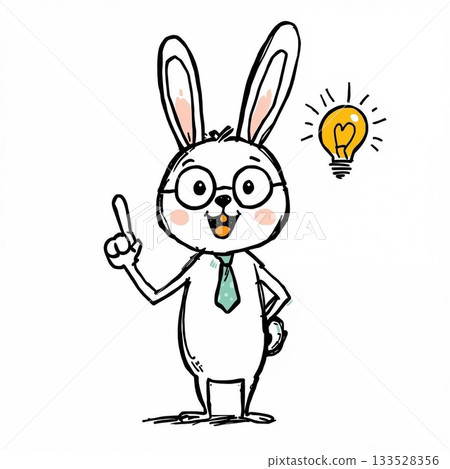 一隻兔子有了主意，並配上了插圖。 133528356