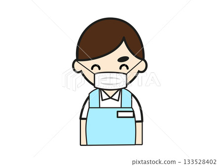 Illustration of a male caregiver wearing a mask Illustration of a male caregiver wearing a mask 133528402