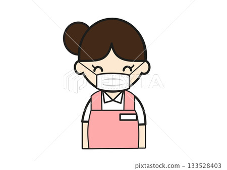 Illustration of a female caregiver wearing a mask 133528403