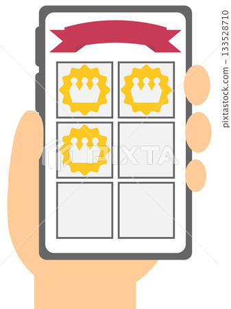 Image of a stamp card displayed on a smartphone for a stamp rally, etc. 133528710