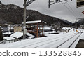 Yamagata's mountain station and wooden facilities covered in snow 133528845