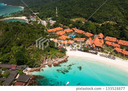 View from the height of the beach called Long Beach of Redang Island, Malaysia. The most beautiful beach on redang island. View from the height of the beach called Long Beach of Redang Island, Malaysia. The most beautiful beach on redang island. 133528877