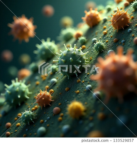 Exploring the microscopic world of colorful viruses and bacteria Generative AI Exploring the microscopic world of colorful viruses and bacteria Generative AI 133529857