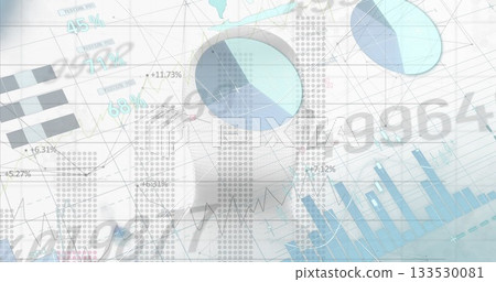 Teal and blue pie chart displaying in analytics dashboard, with floating percentage labels 133530081