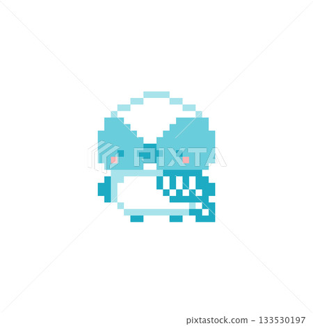Light blue pixel art of a long-tailed tit chick Light blue pixel art of a long-tailed tit chick 133530197